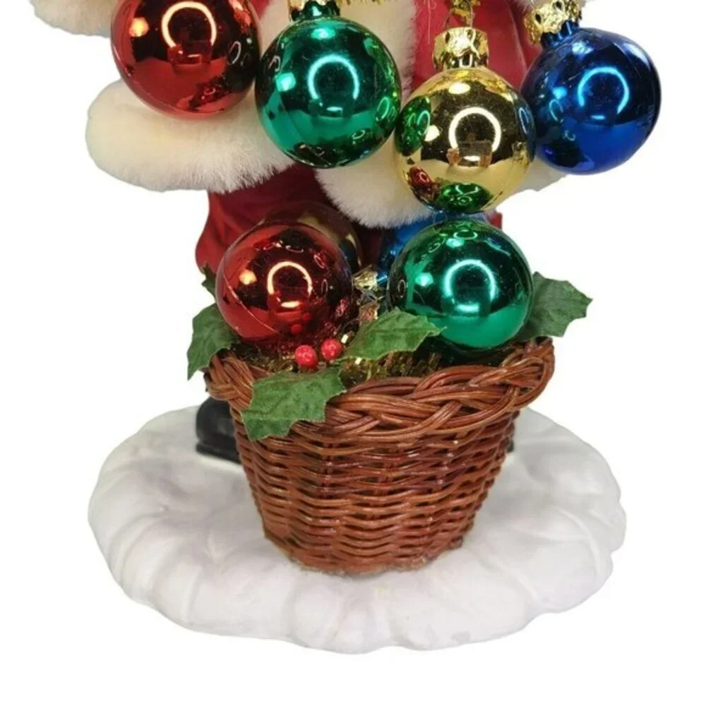 Possible Dreams‎ Santa Claus Holding Ornaments Fabric Clothtique Basket Vintage